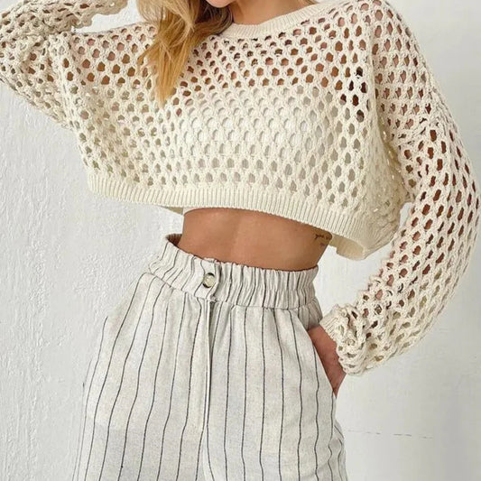 Alana-Top corto de punto abierto Bayside